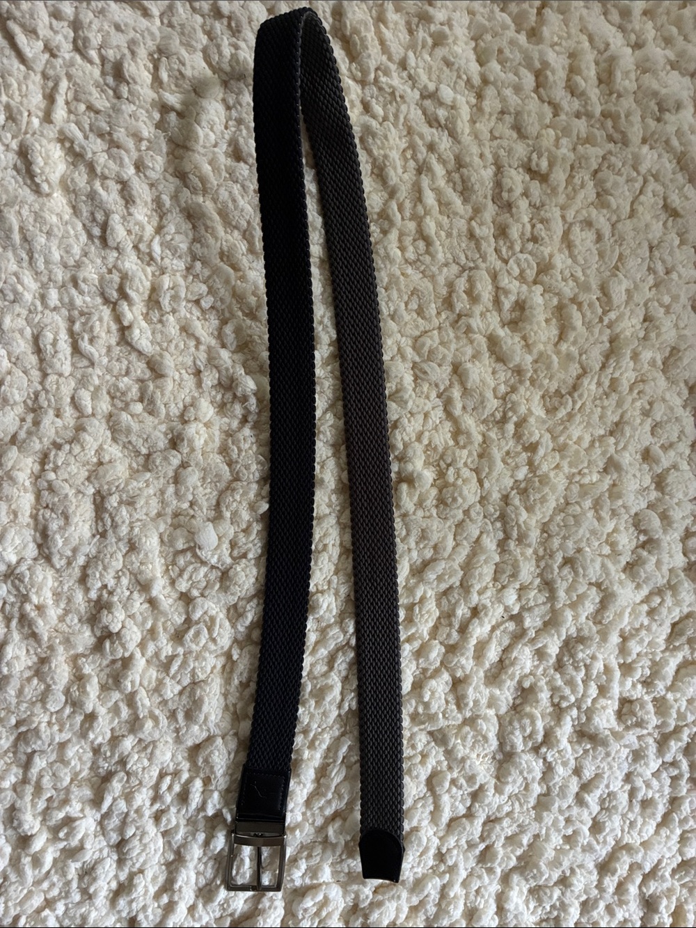 Tommy Bahama Black Woven Stretch Belt with Silver Buckle